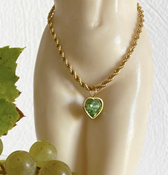 Heart pendant Peridot Swarovski - PJOKI