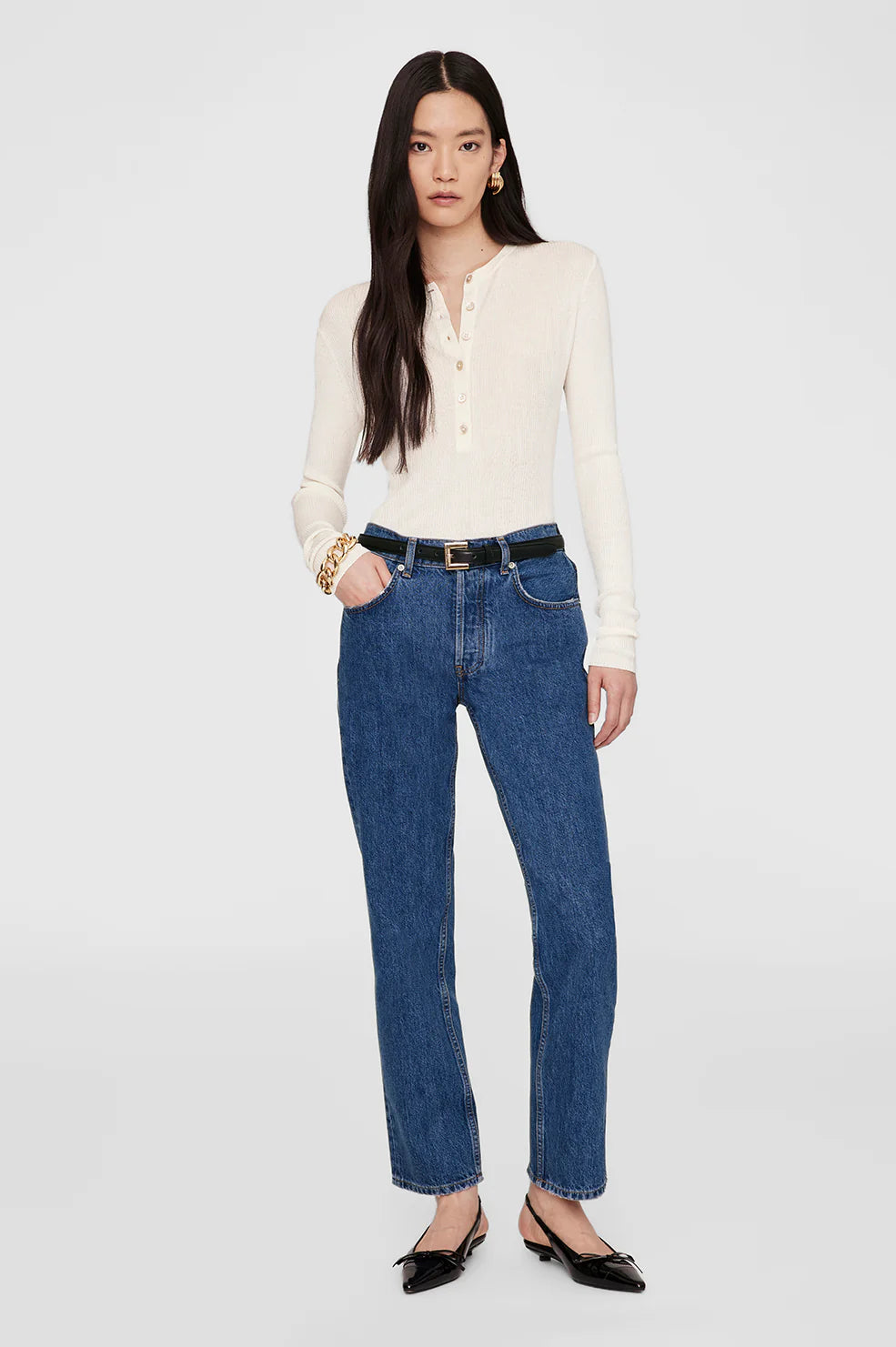 Katrin long sleeve wool blouse from anine bing