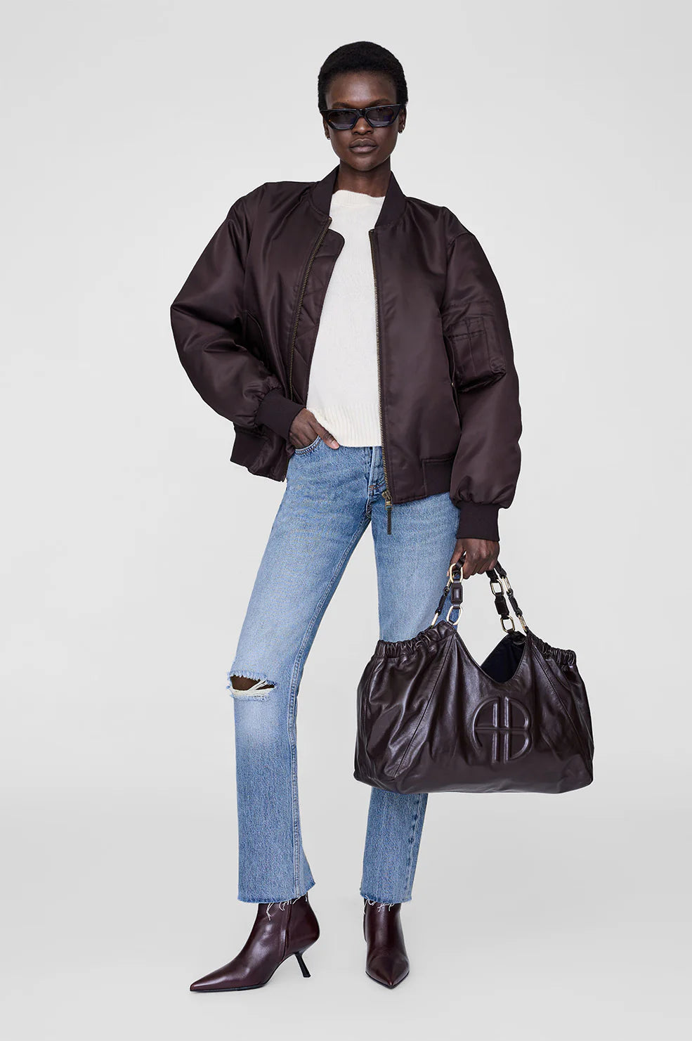 Leon bombar jacket in brown from Anine Bing