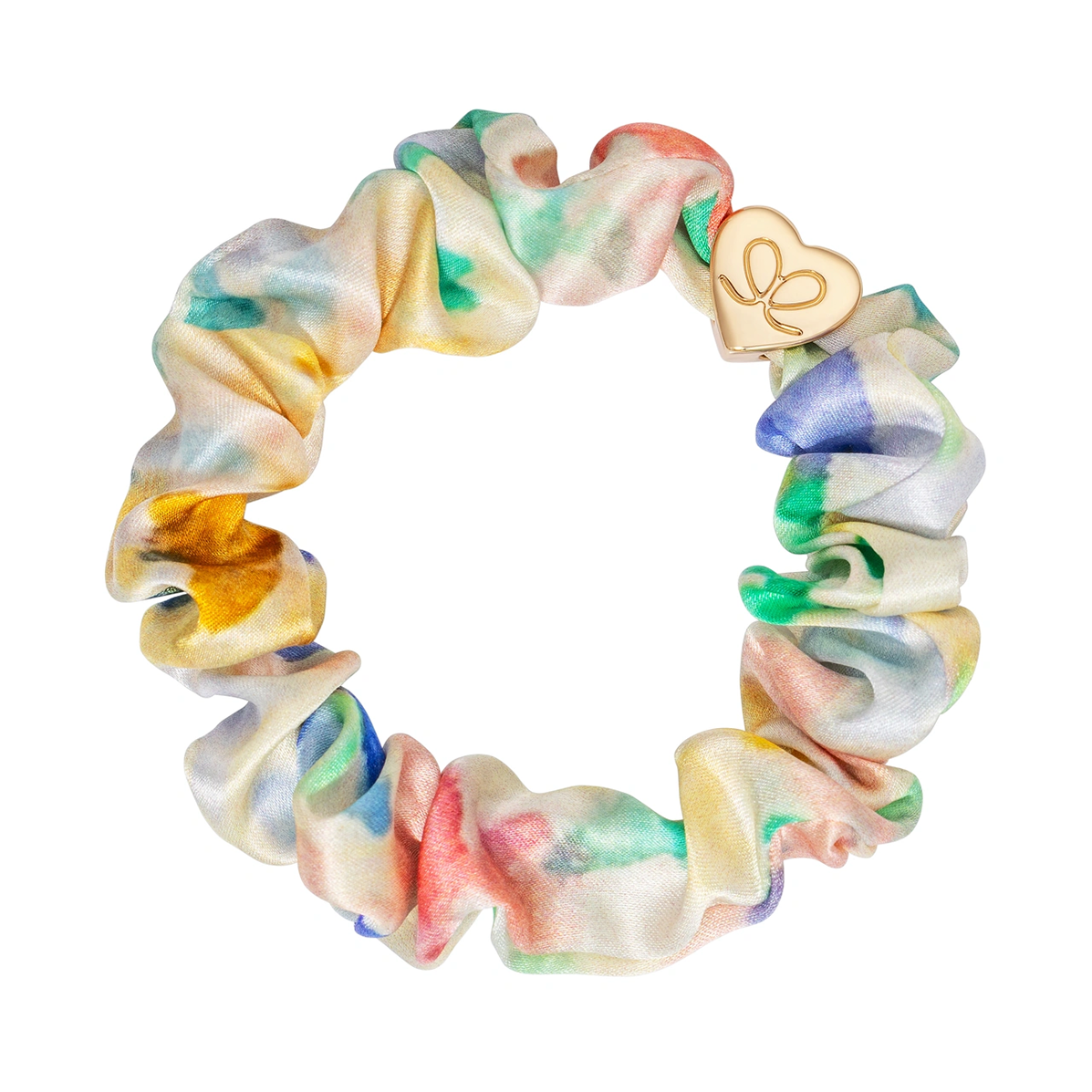 gold heart silk scrunchie bloom - PJOKI