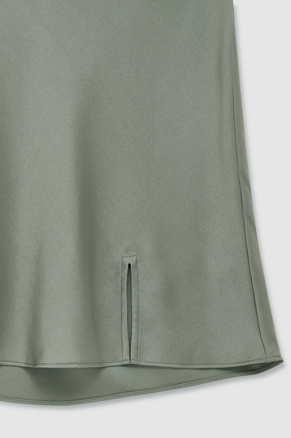 details on sage green silk skirt from anine bing