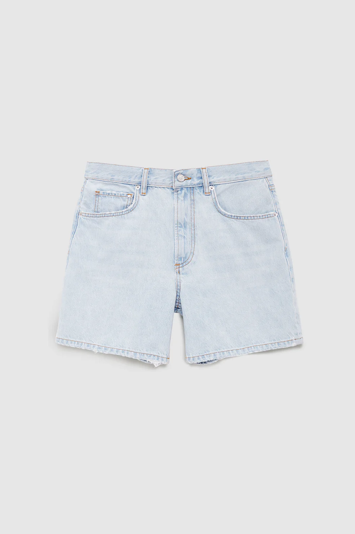 Light blue denim shorts from anine bing on a white background