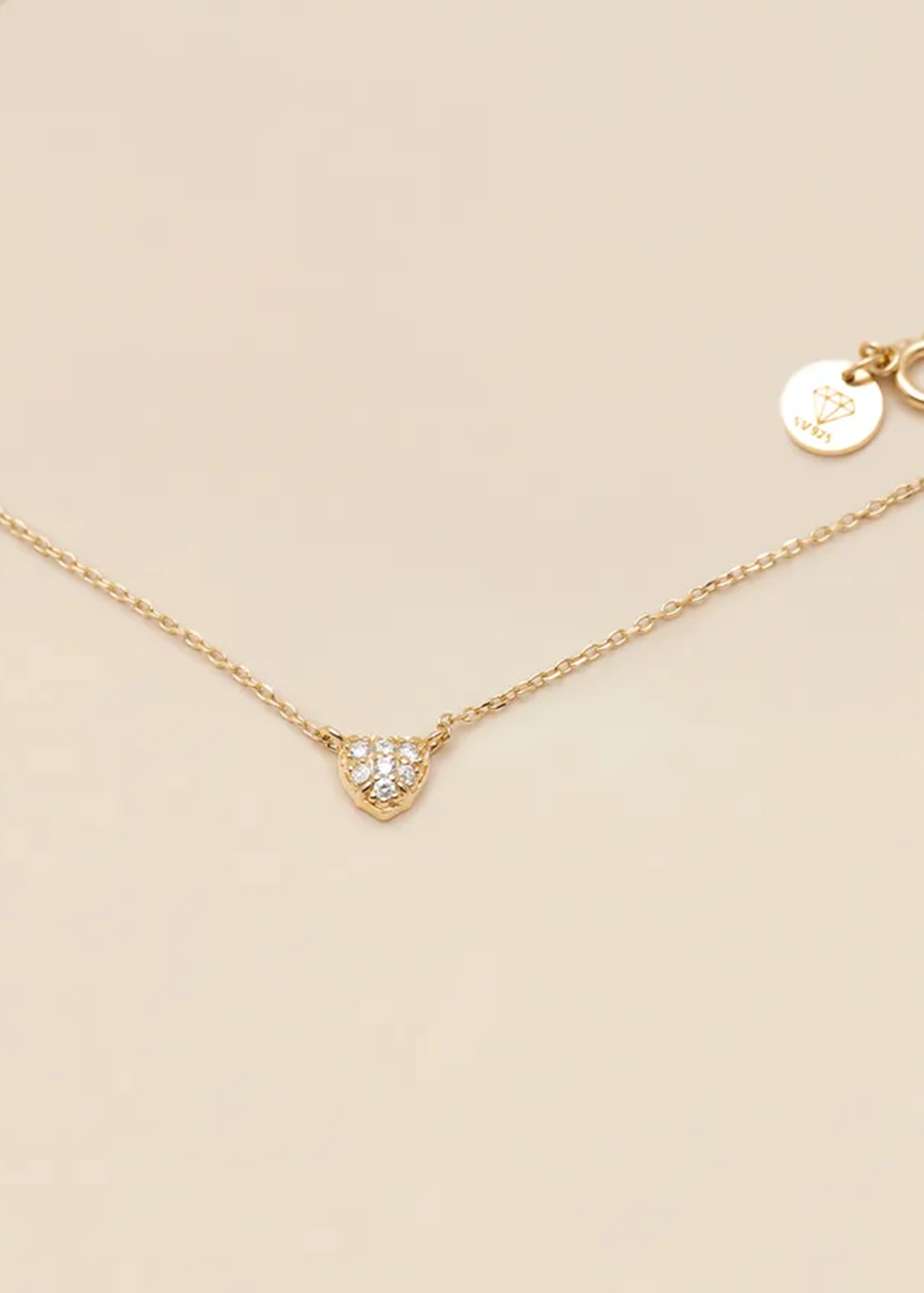 Pave heart necklace gold from ylvali