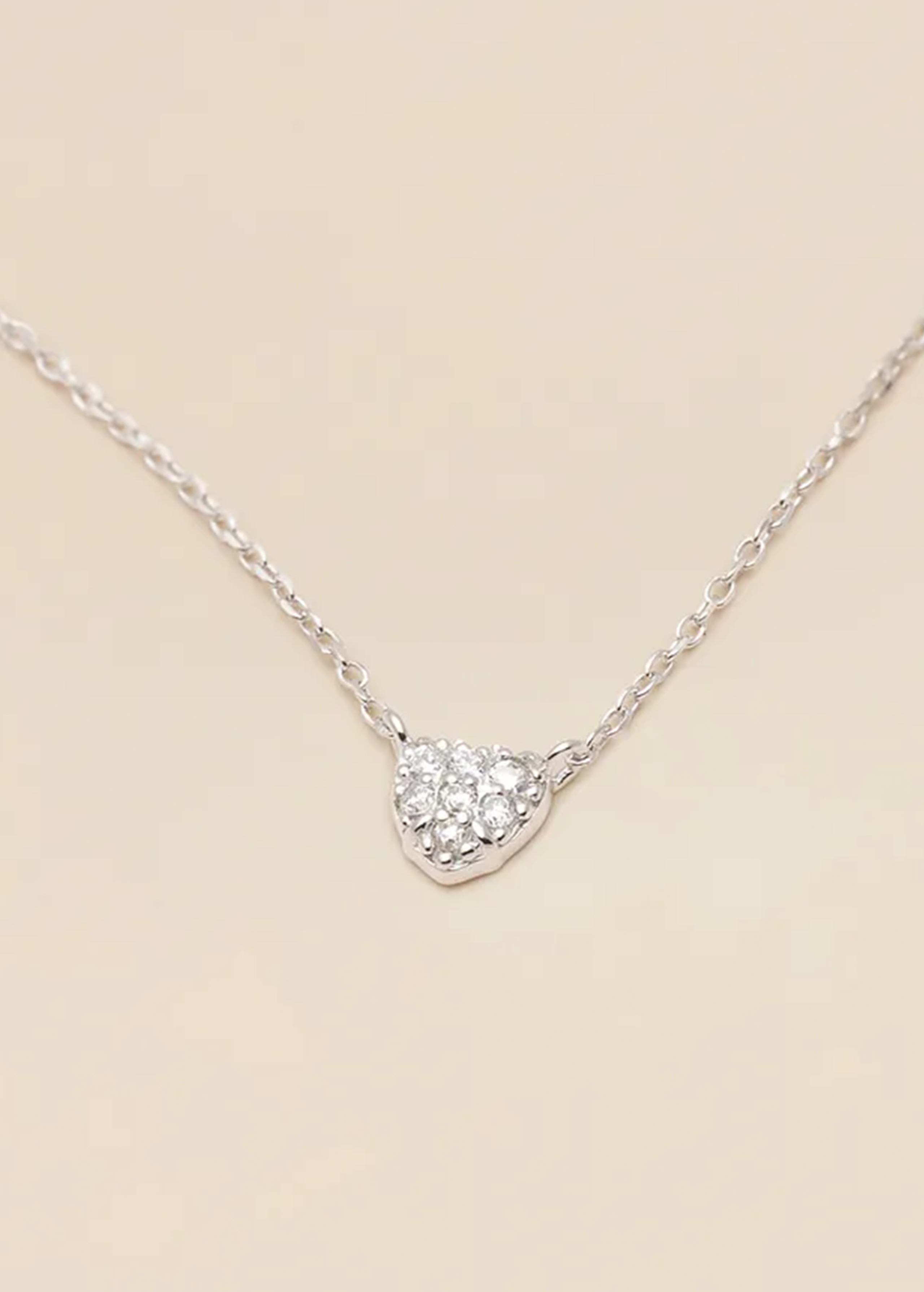 Pave heart necklace silver from ylvali