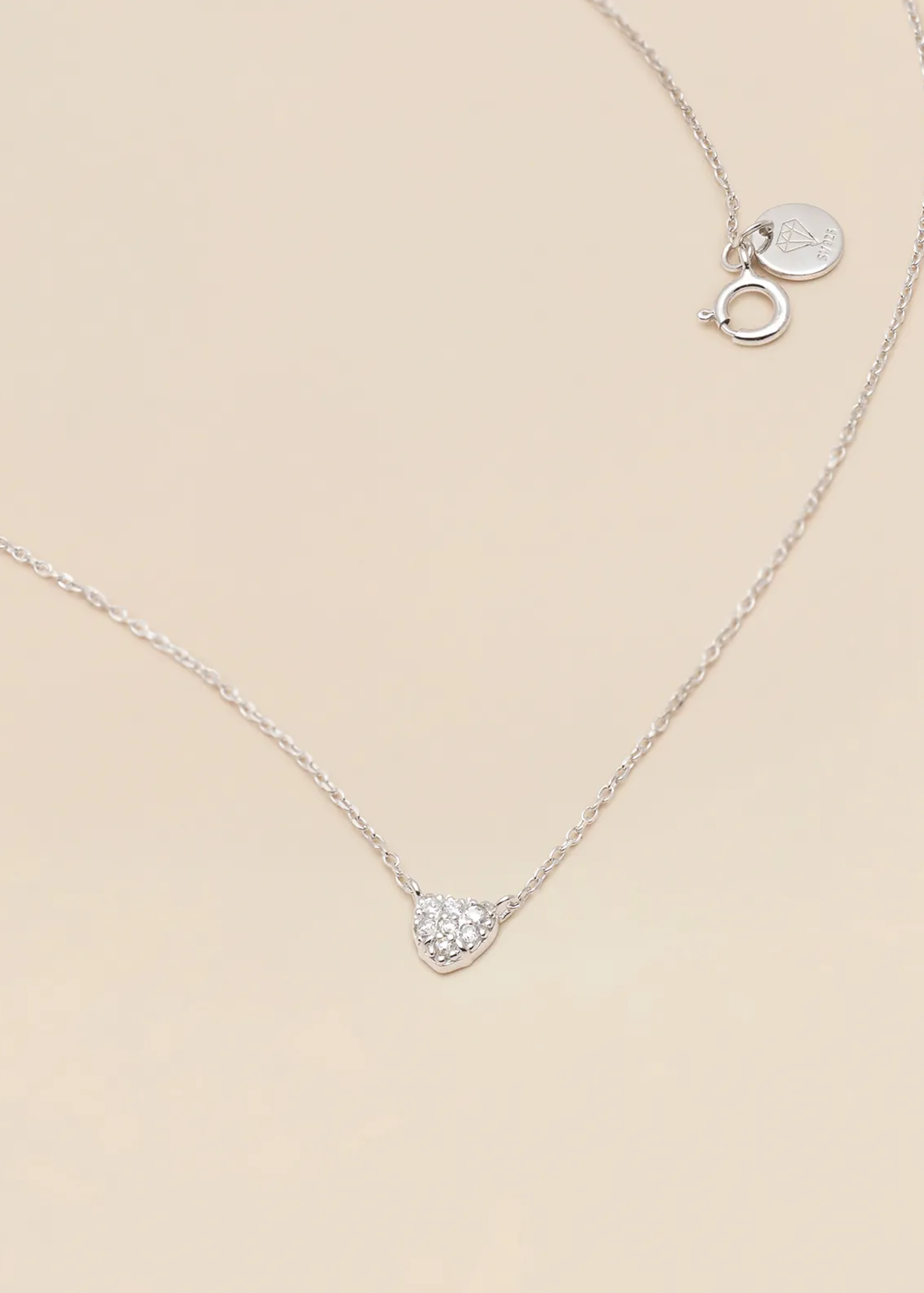 Pave heart necklace silver from ylvali